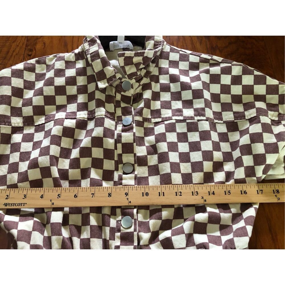 Day+Moon Checkered Print Button Down Rolled Cuff … - image 8